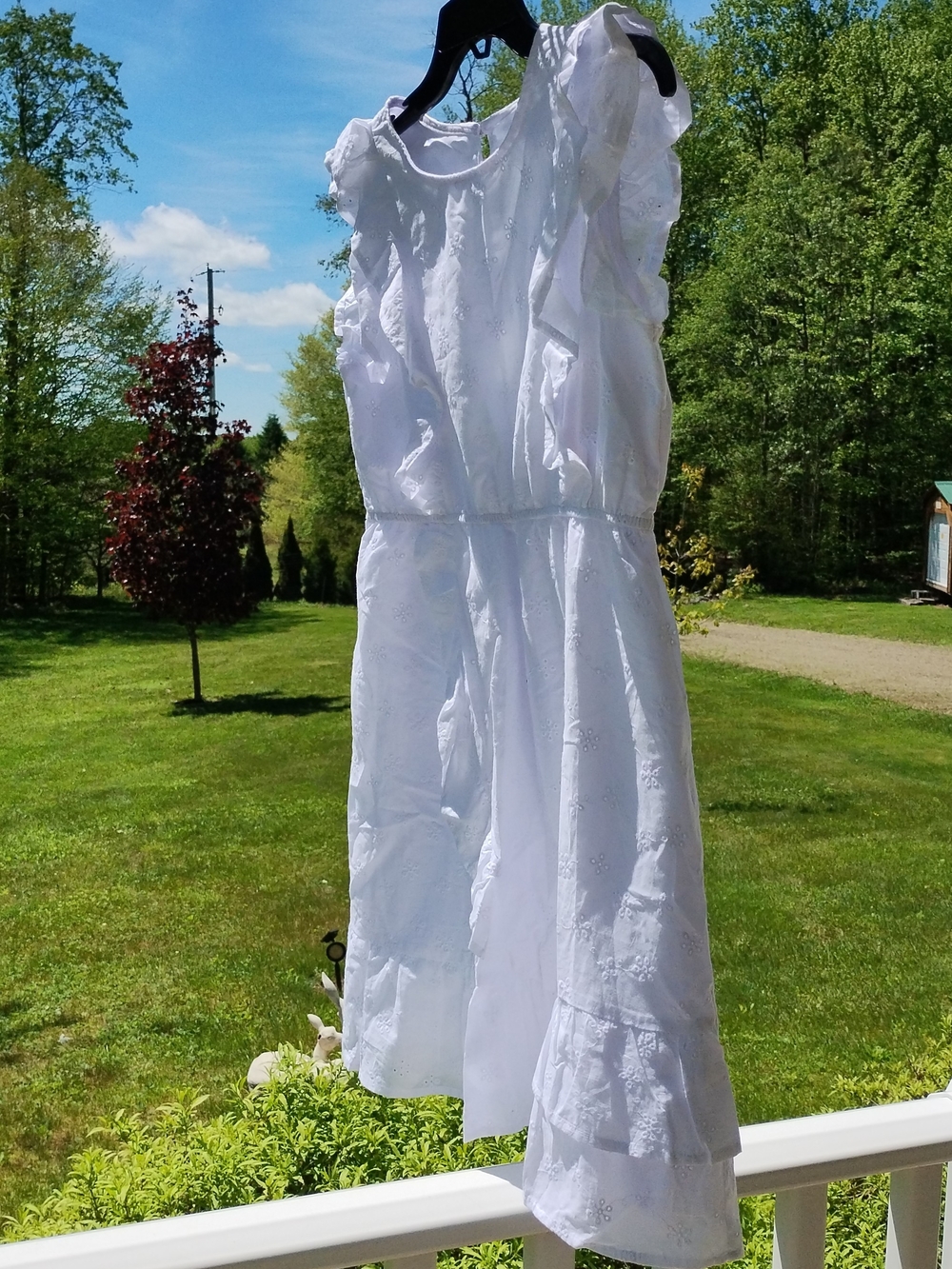 NWT White Eyelet Ruffled Girls Dress, Size 18